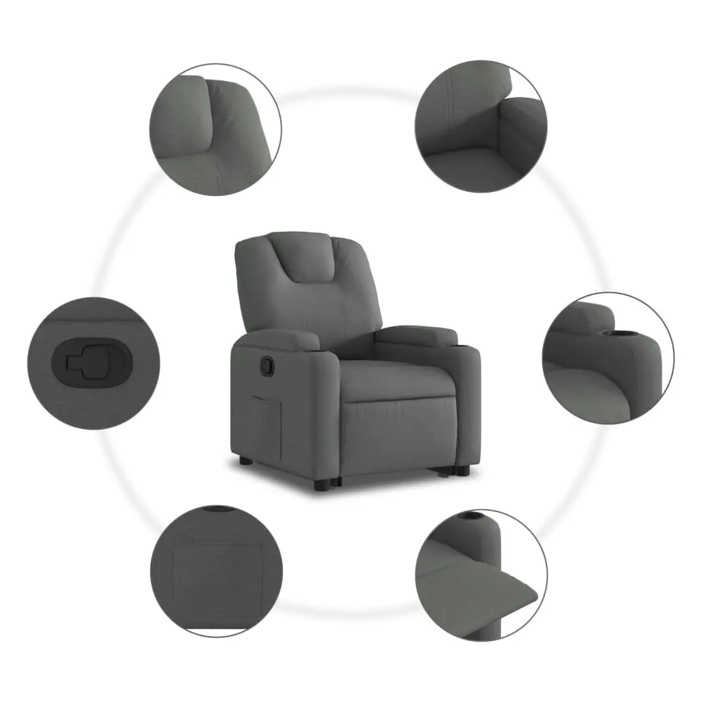 Stand up Recliner Chair Dark Grey Fabric 3205525