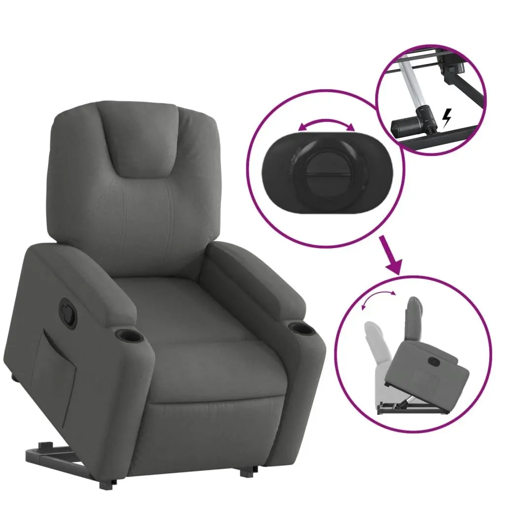 Stand up Recliner Chair Dark Grey Fabric 3205525