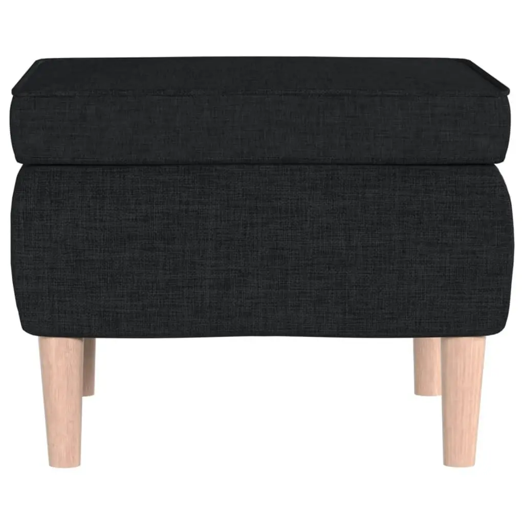 Stool with Wooden Legs Black Fabric 329448