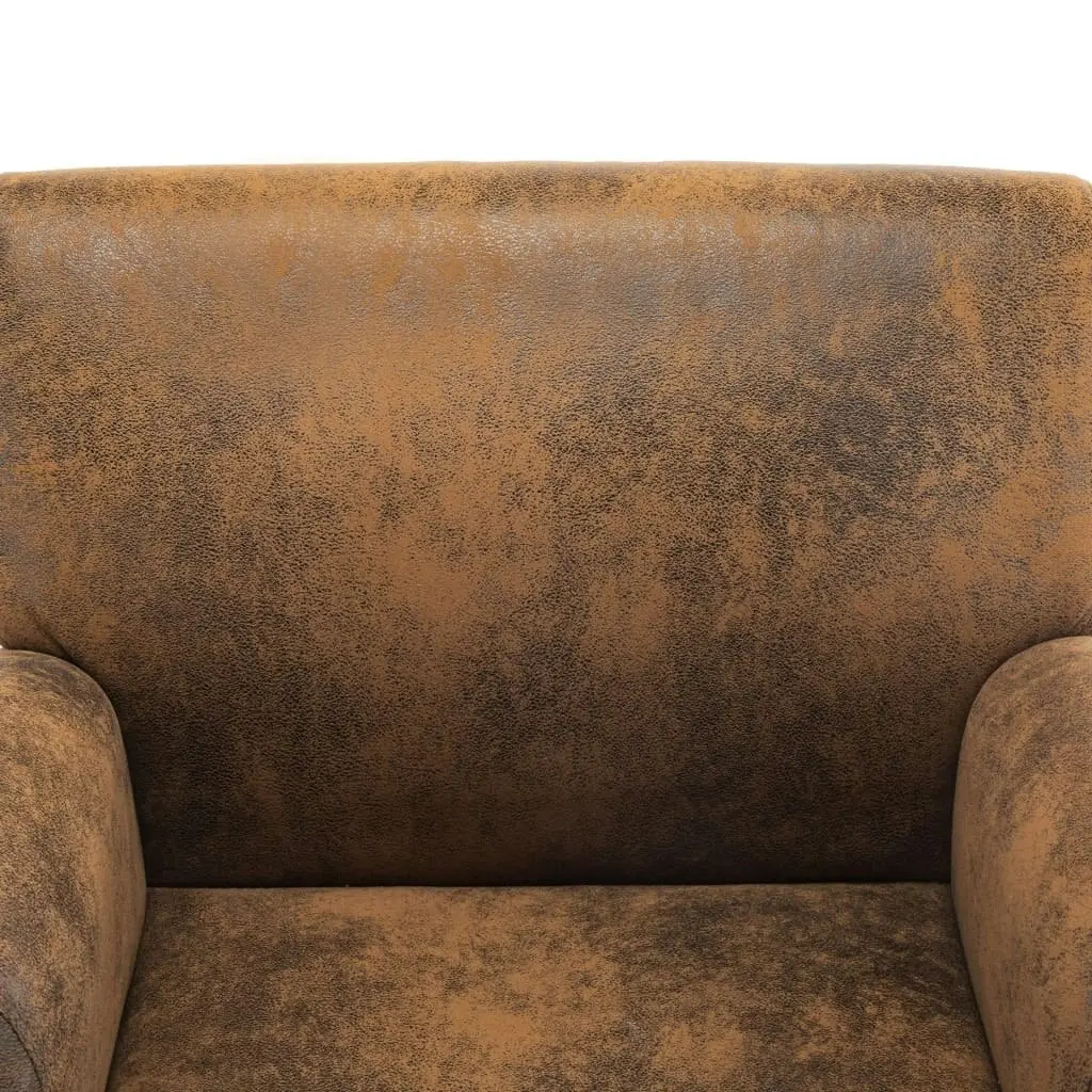 Sofa Chair Brown Faux Suede Leather 248618