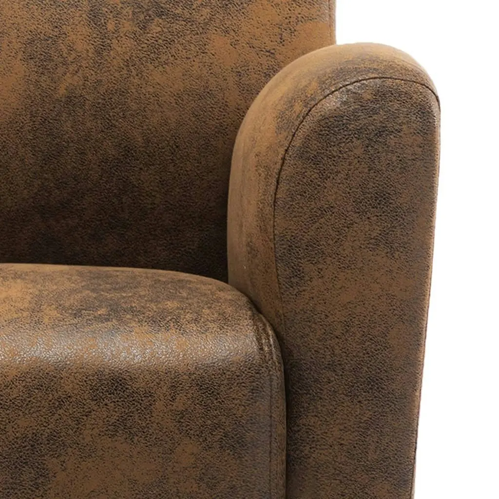 Sofa Chair Brown Faux Suede Leather 248618