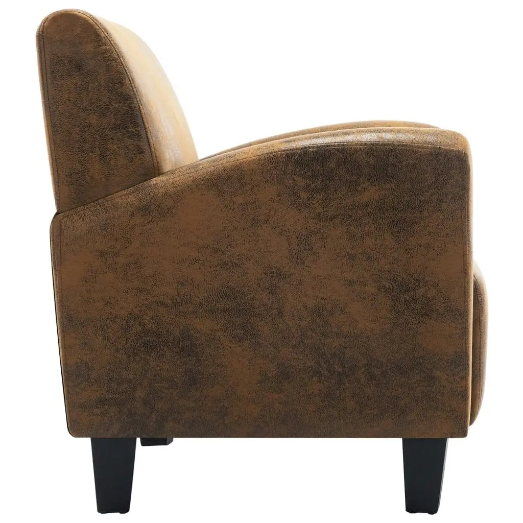 Sofa Chair Brown Faux Suede Leather 248618