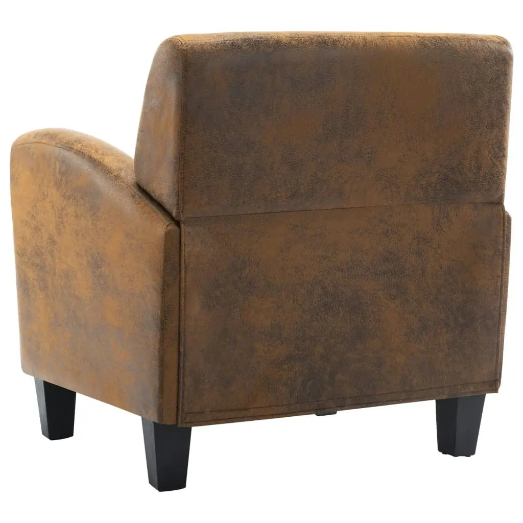 Sofa Chair Brown Faux Suede Leather 248618