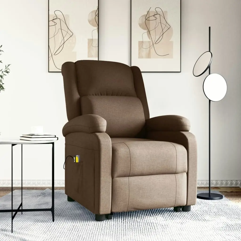 Stand up Massage Chair Brown Fabric 3152328