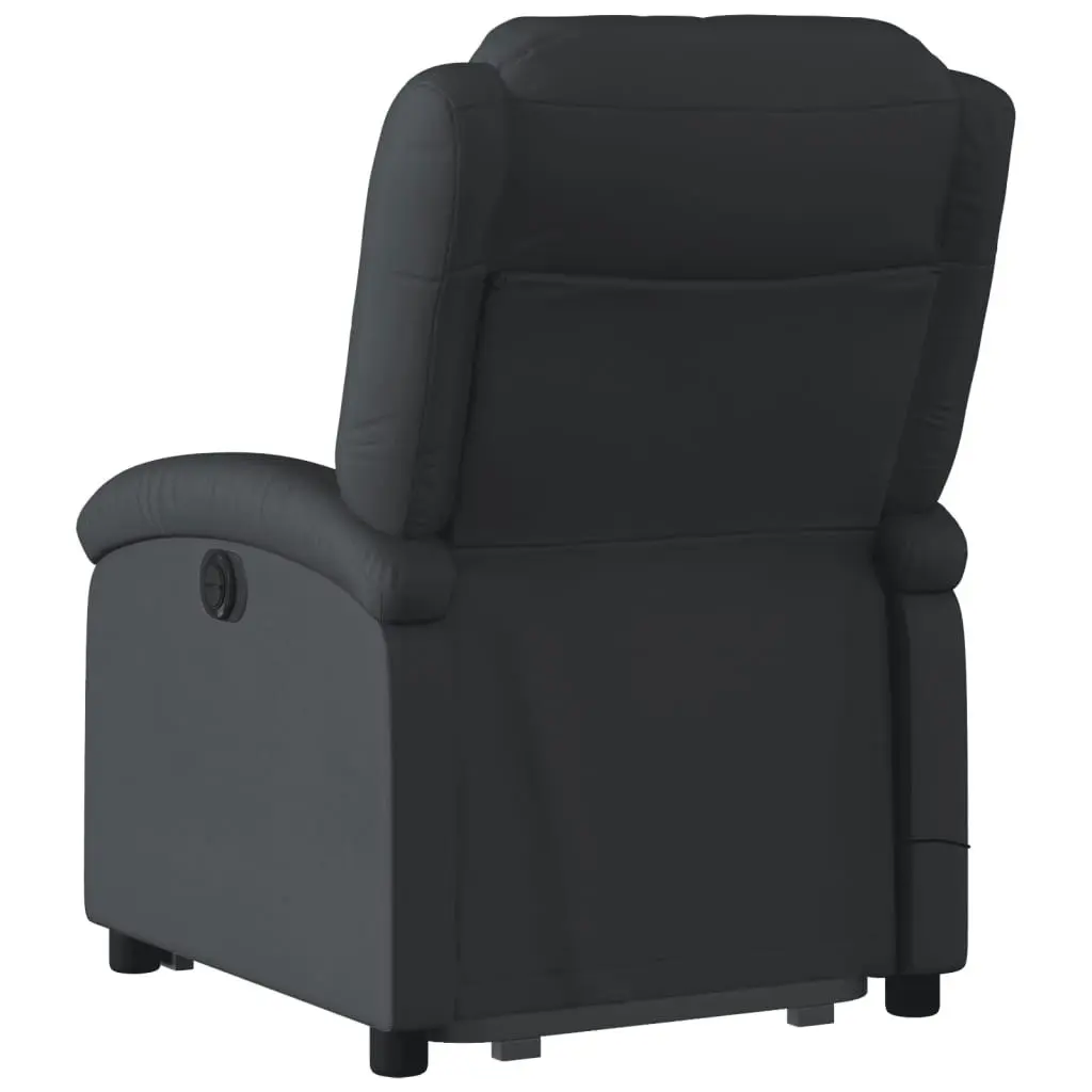 Stand up Massage Recliner Chair Black Real Leather 3205483