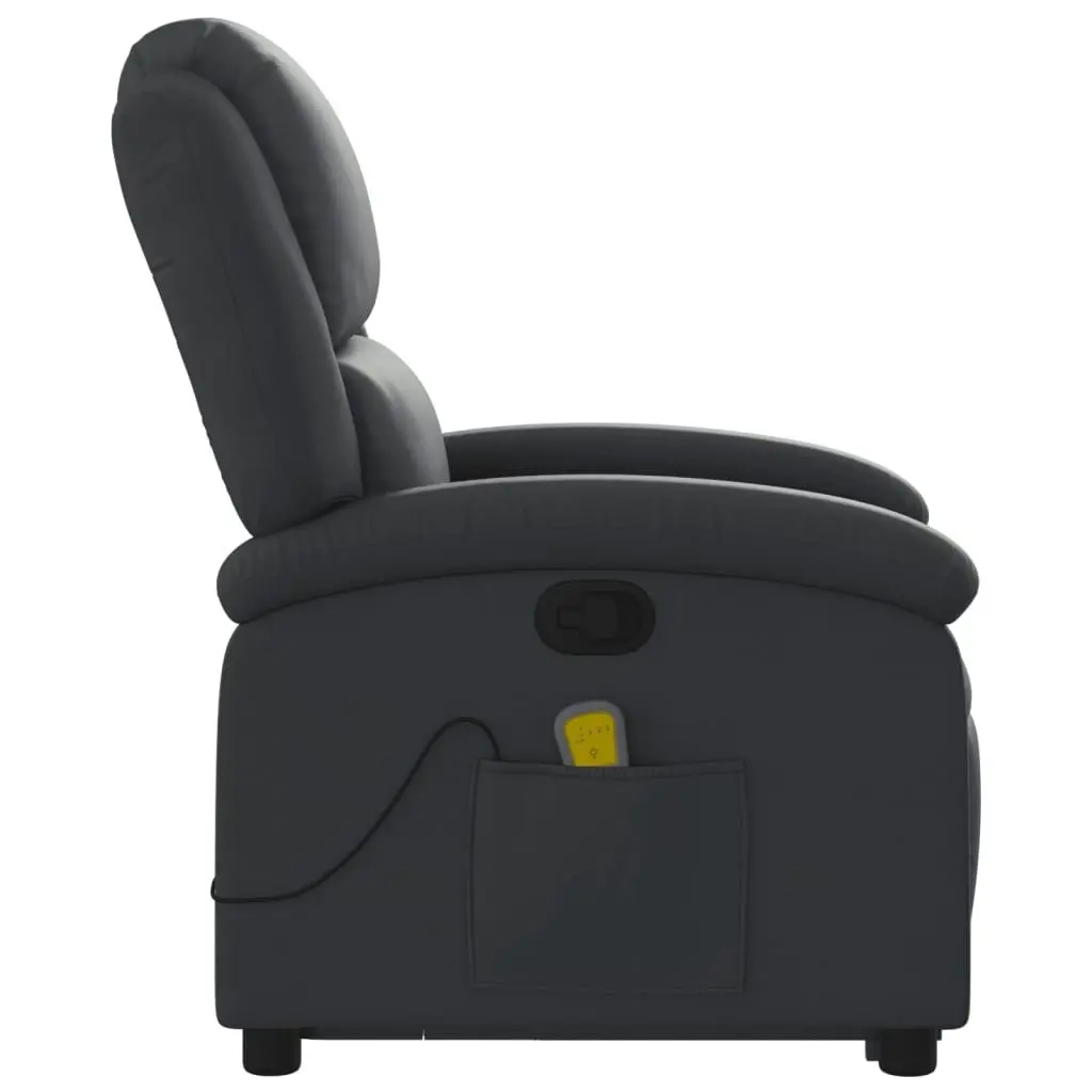 Stand up Massage Recliner Chair Black Real Leather 3205483