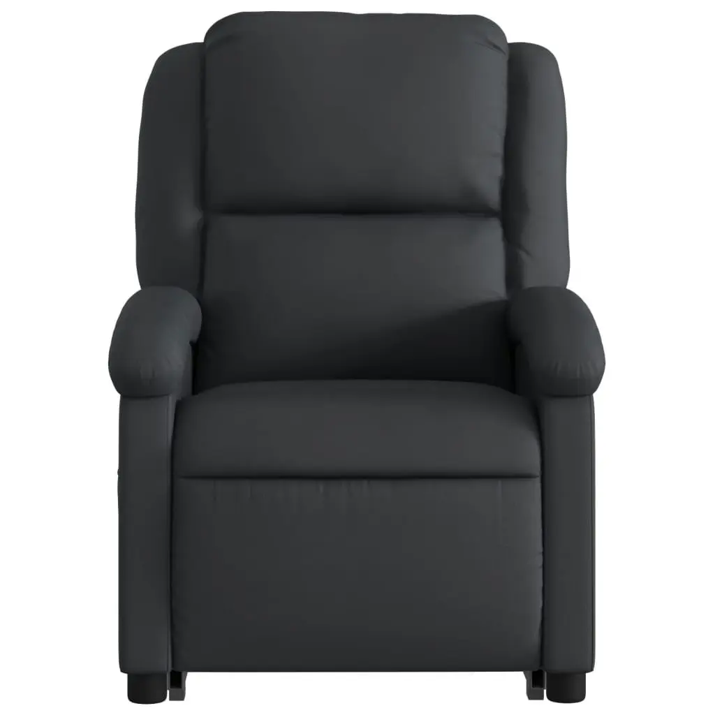 Stand up Massage Recliner Chair Black Real Leather 3205483