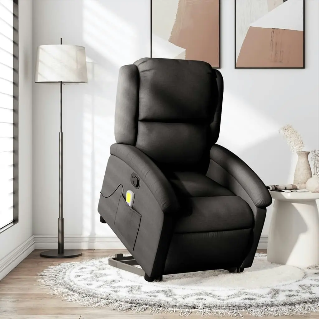 Stand up Massage Recliner Chair Black Fabric 3205434