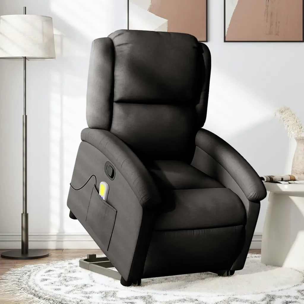 Stand up Massage Recliner Chair Black Fabric 3205434