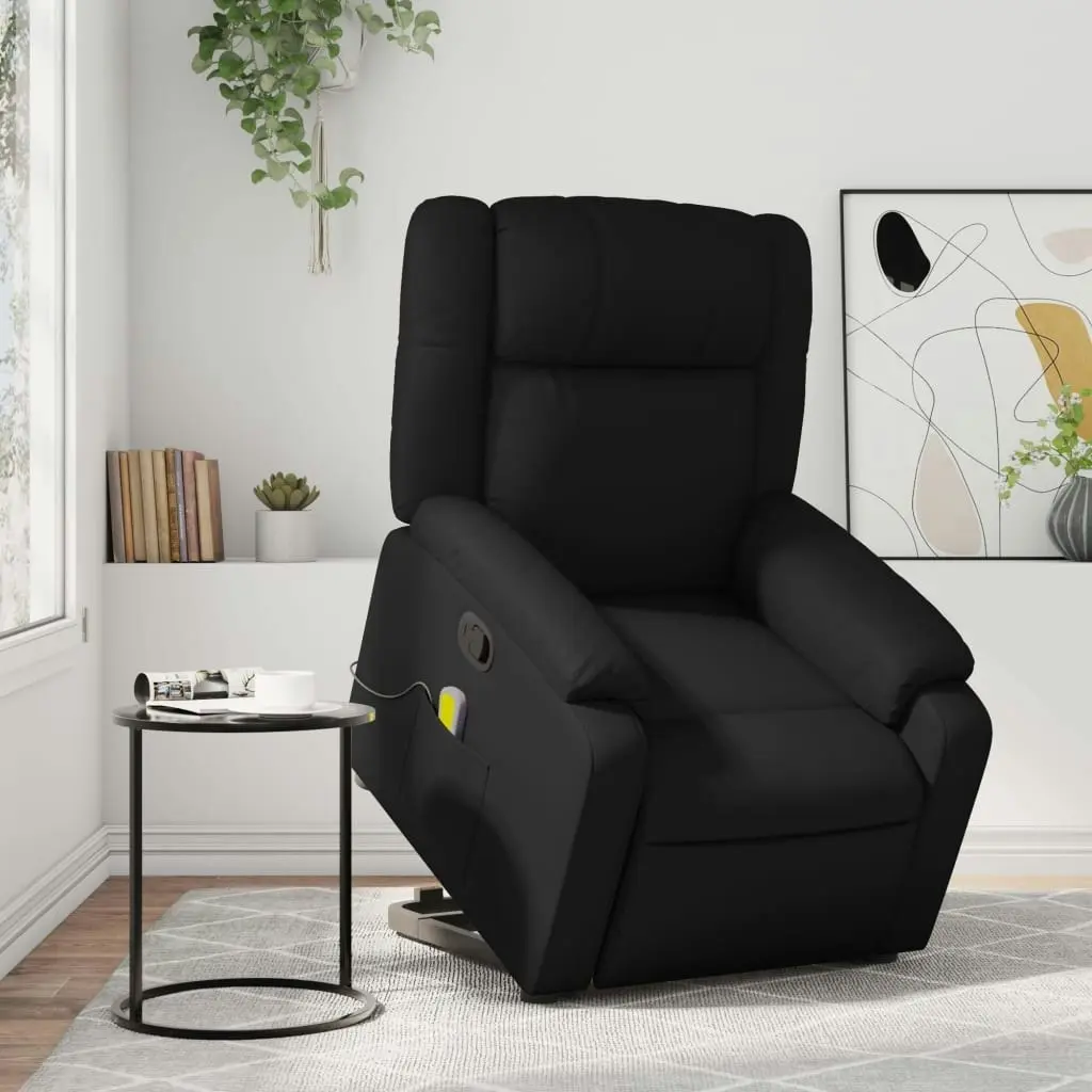 Stand up Massage Recliner Chair Black Faux Leather 3205749