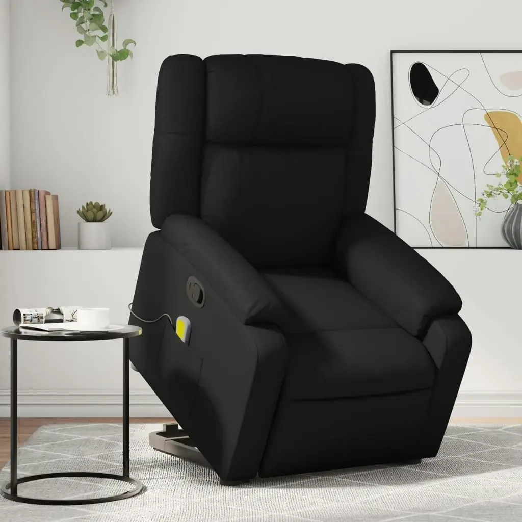 Stand up Massage Recliner Chair Black Faux Leather 3205749