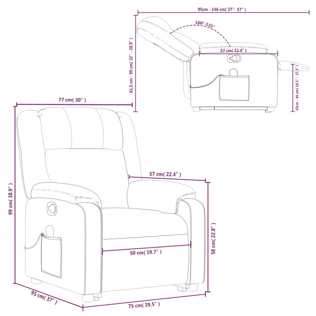 Stand up Massage Recliner Chair Black Faux Leather 3205749