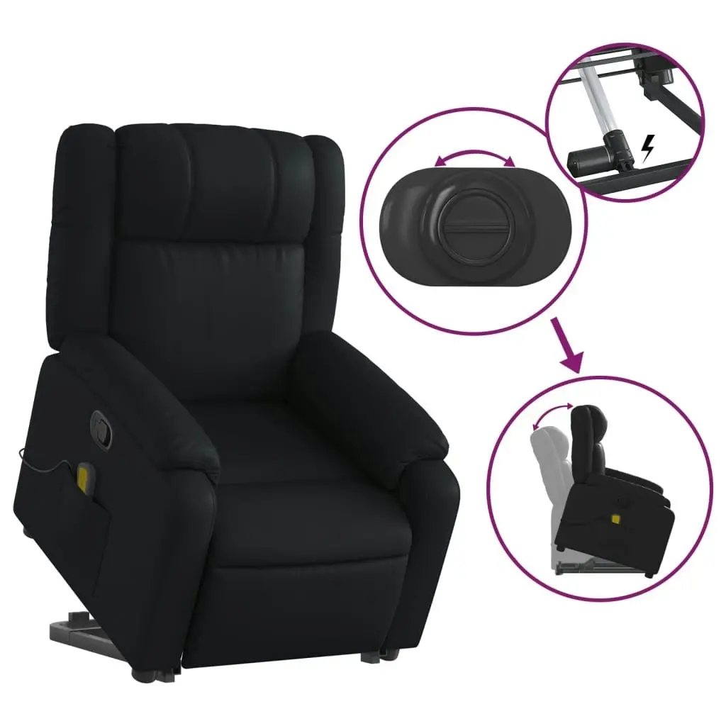 Stand up Massage Recliner Chair Black Faux Leather 3205749