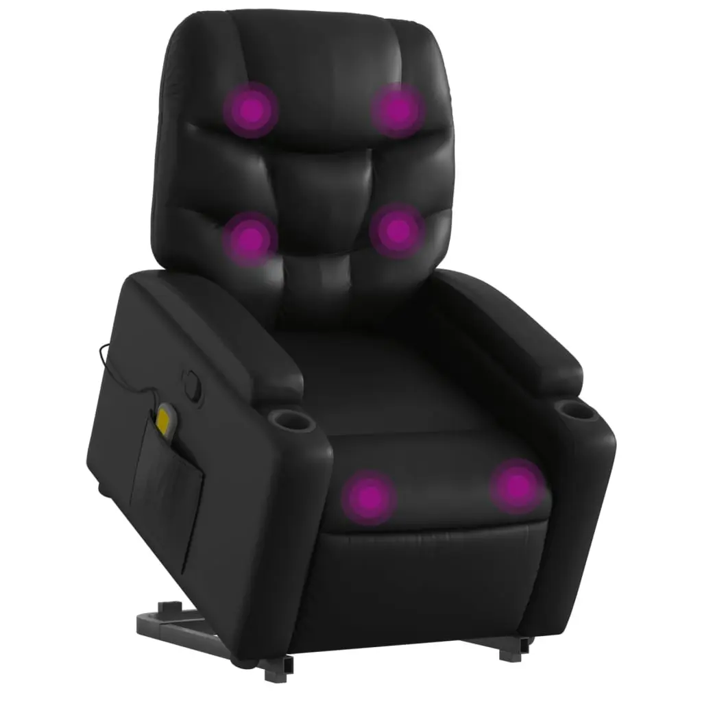 Stand up Massage Recliner Chair Black Faux Leather 3205655