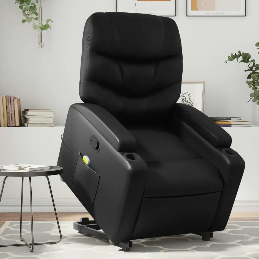 Stand up Massage Recliner Chair Black Faux Leather 3205655