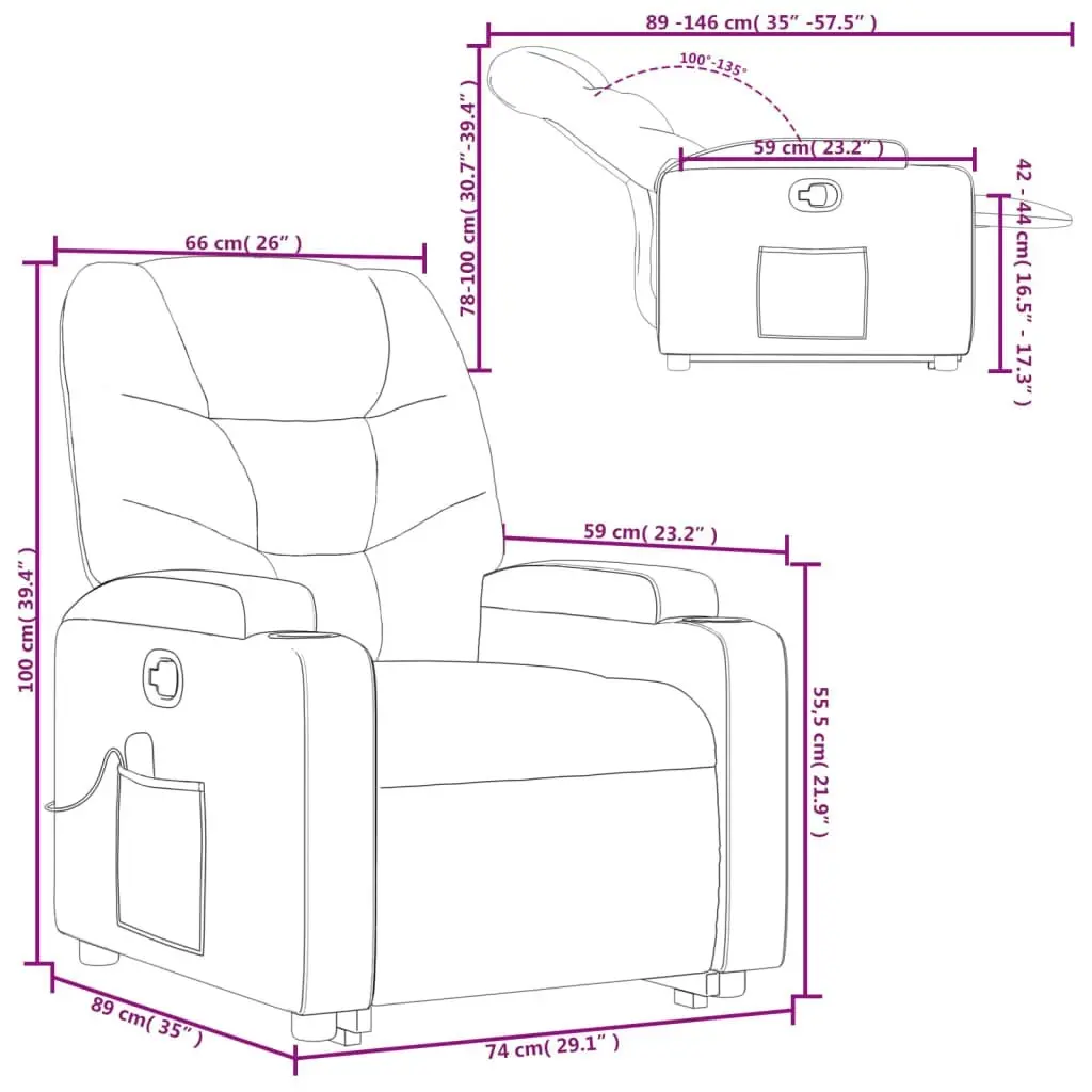 Stand up Massage Recliner Chair Black Faux Leather 3205655