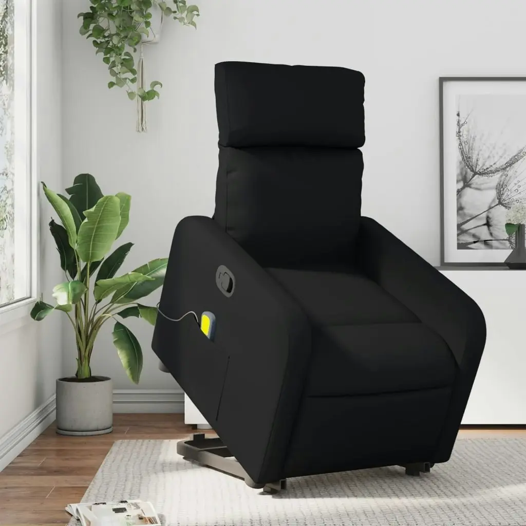 Stand up Massage Recliner Chair Black Faux Leather 3206877