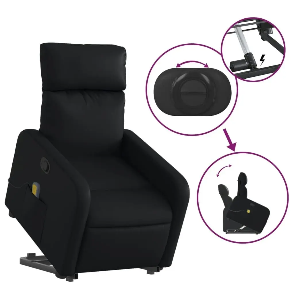 Stand up Massage Recliner Chair Black Faux Leather 3206877