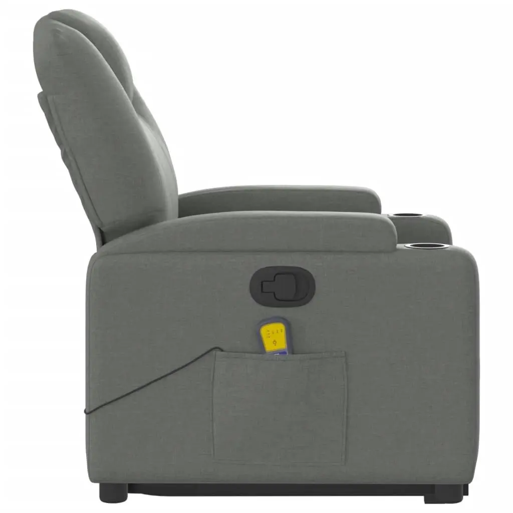 Stand up Massage Recliner Chair Dark Grey Fabric 3205529