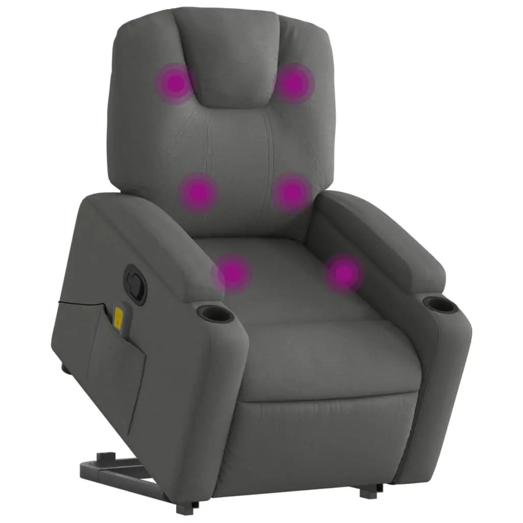 Stand up Massage Recliner Chair Dark Grey Fabric 3205529