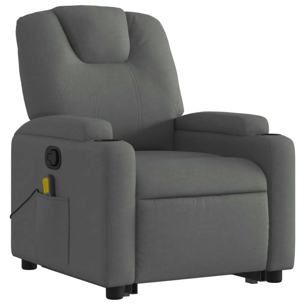 Stand up Massage Recliner Chair Dark Grey Fabric 3205529