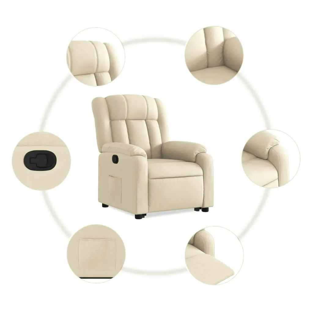 Stand up Massage Recliner Chair Cream Fabric 3205795