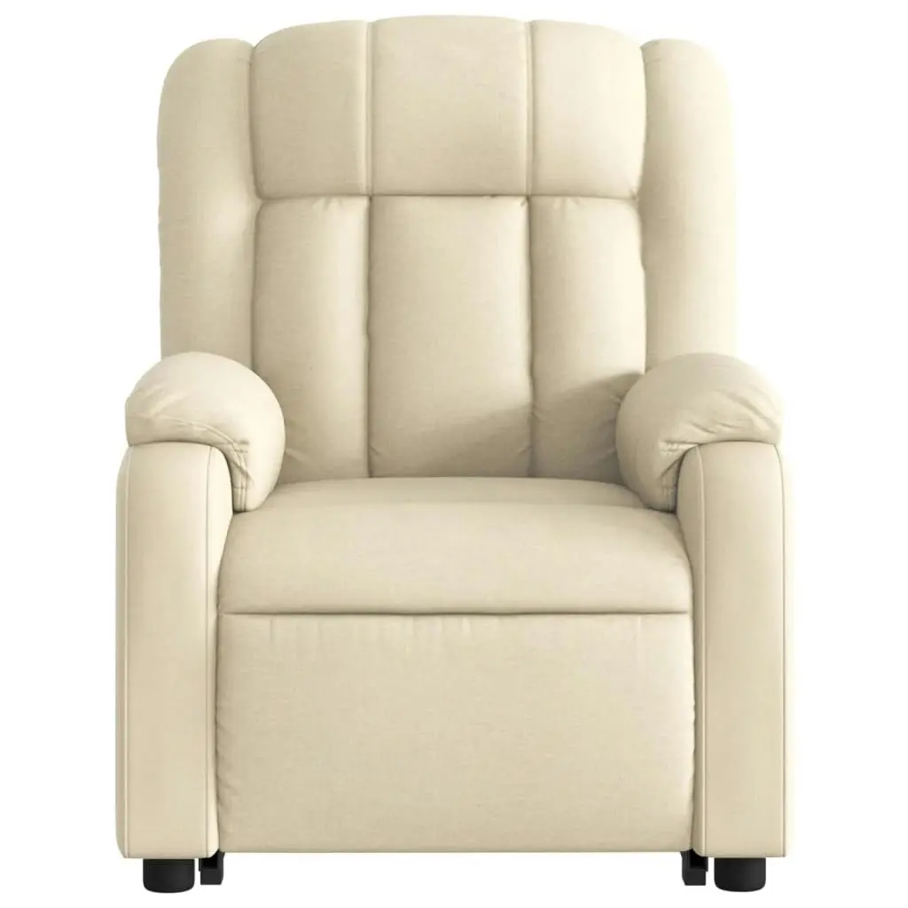 Stand up Massage Recliner Chair Cream Fabric 3205795