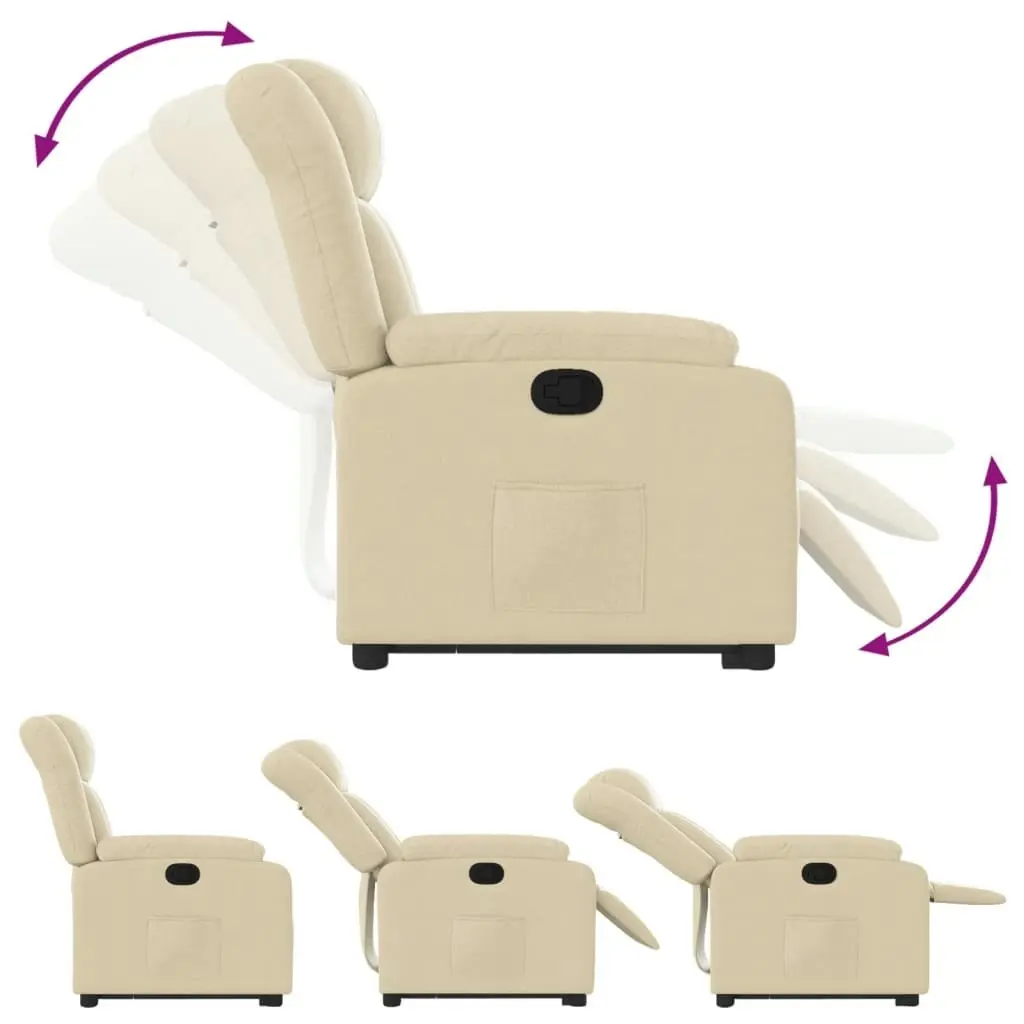 Stand up Massage Recliner Chair Cream Fabric 3205795