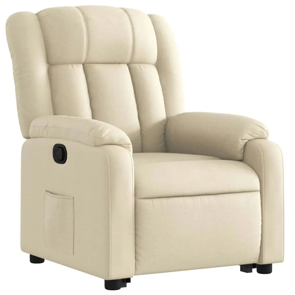 Stand up Massage Recliner Chair Cream Fabric 3205795