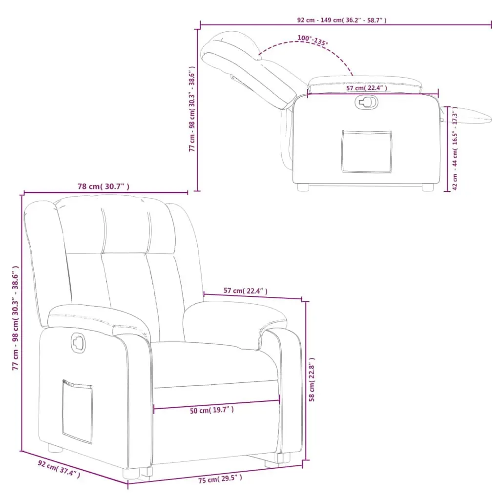 Stand up Massage Recliner Chair Cream Fabric 3205795