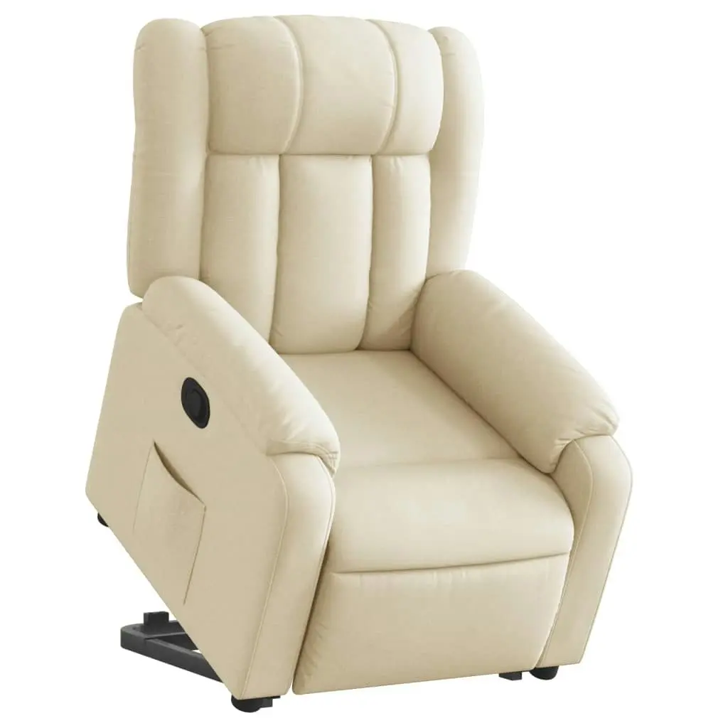 Stand up Massage Recliner Chair Cream Fabric 3205795