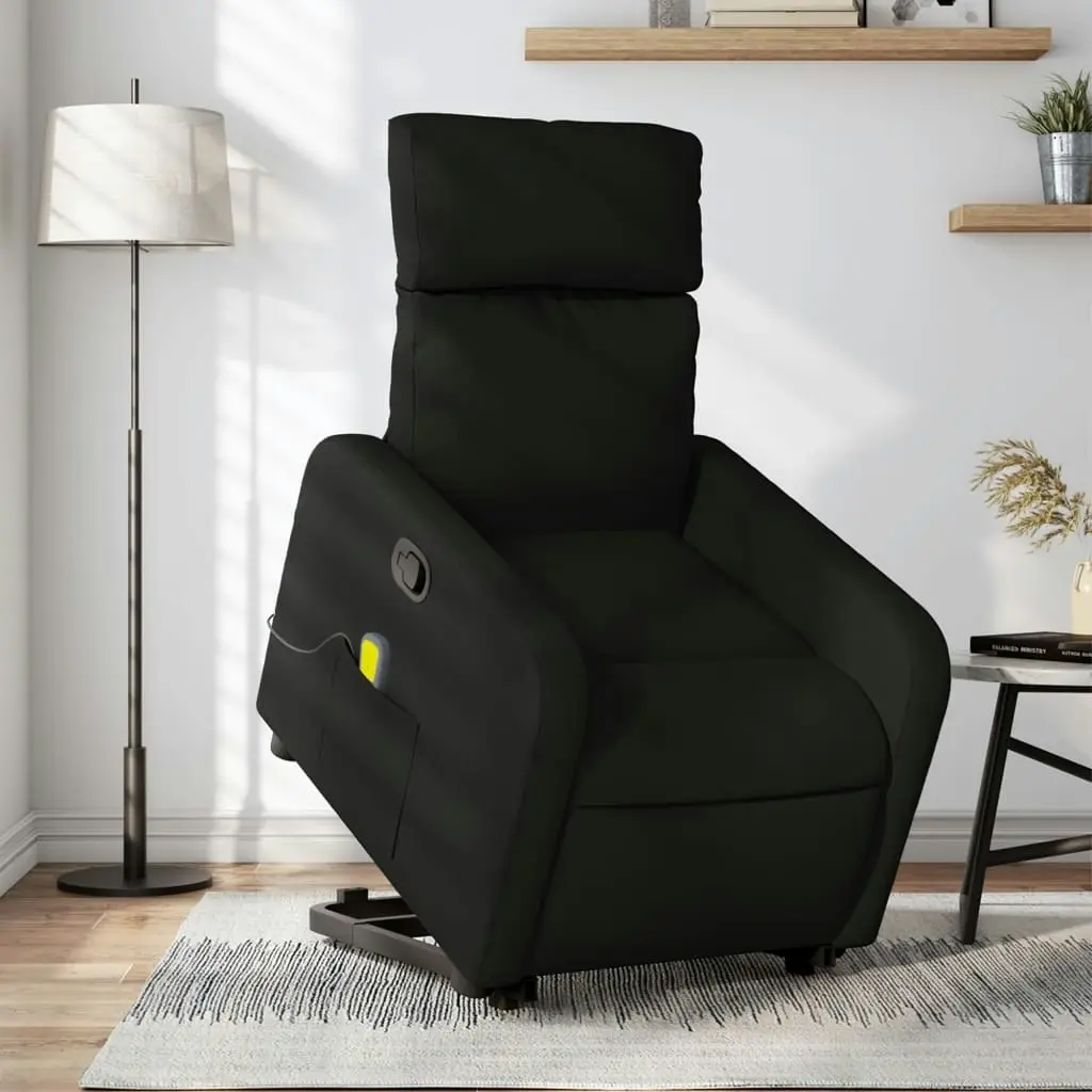 Stand up Massage Recliner Chair Black Fabric 3206871