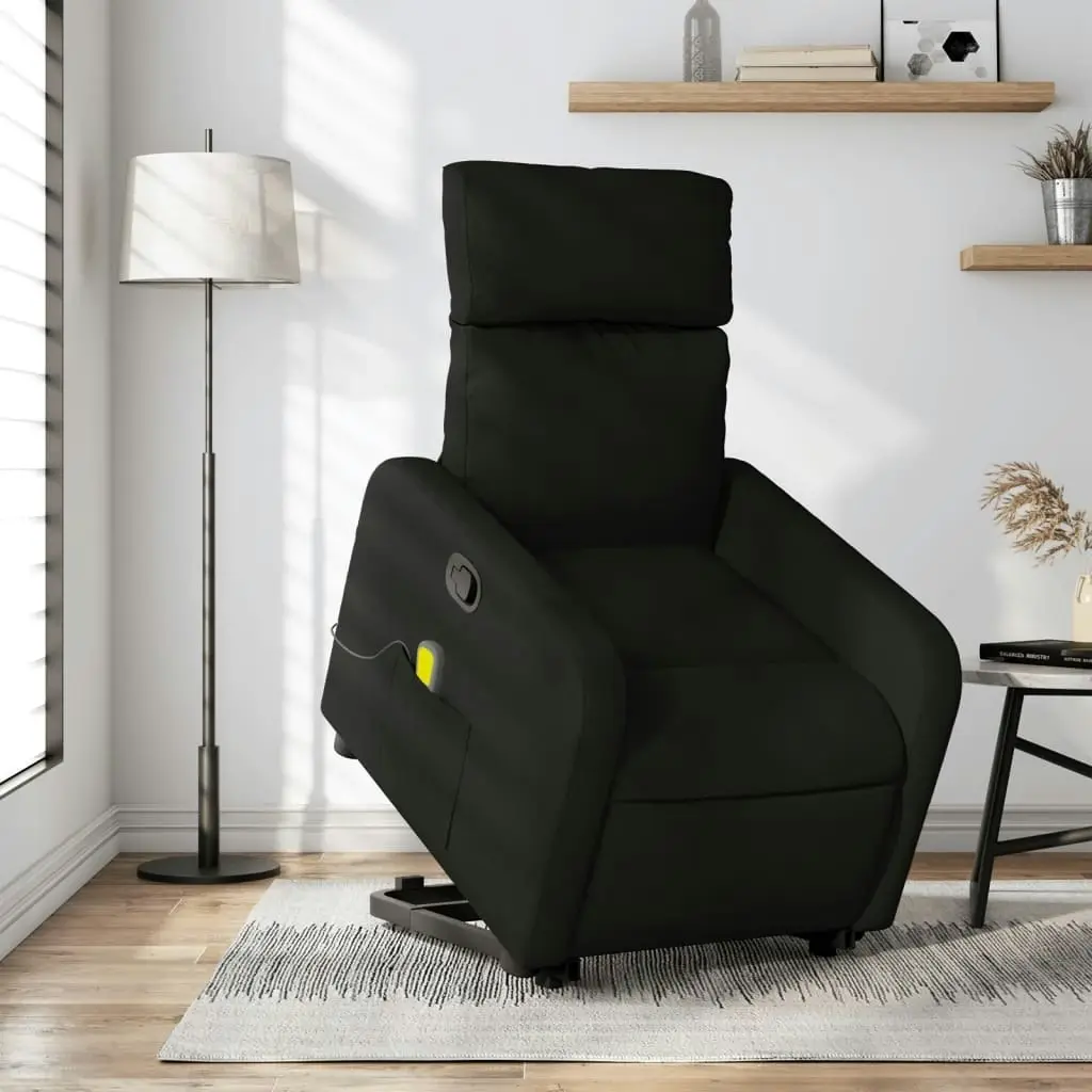 Stand up Massage Recliner Chair Black Fabric 3206871