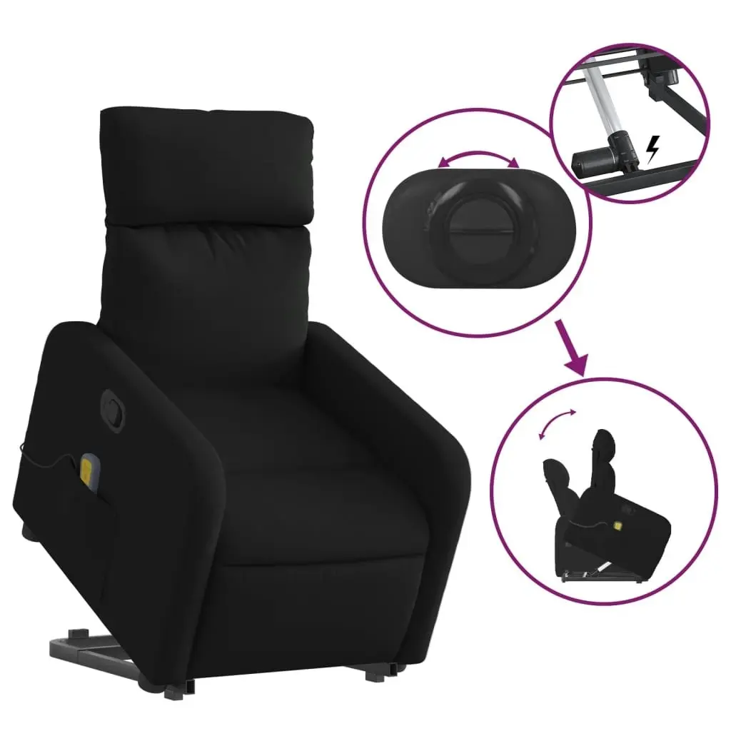 Stand up Massage Recliner Chair Black Fabric 3206871