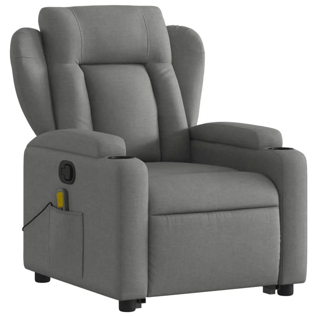 Stand up Massage Recliner Chair Dark Grey Fabric 3205585