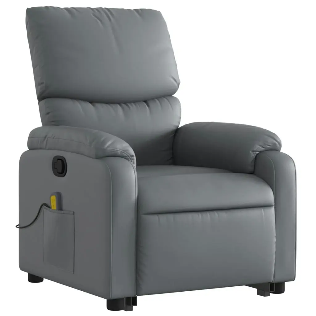 Stand up Massage Recliner Chair Grey Faux Leather 3205717