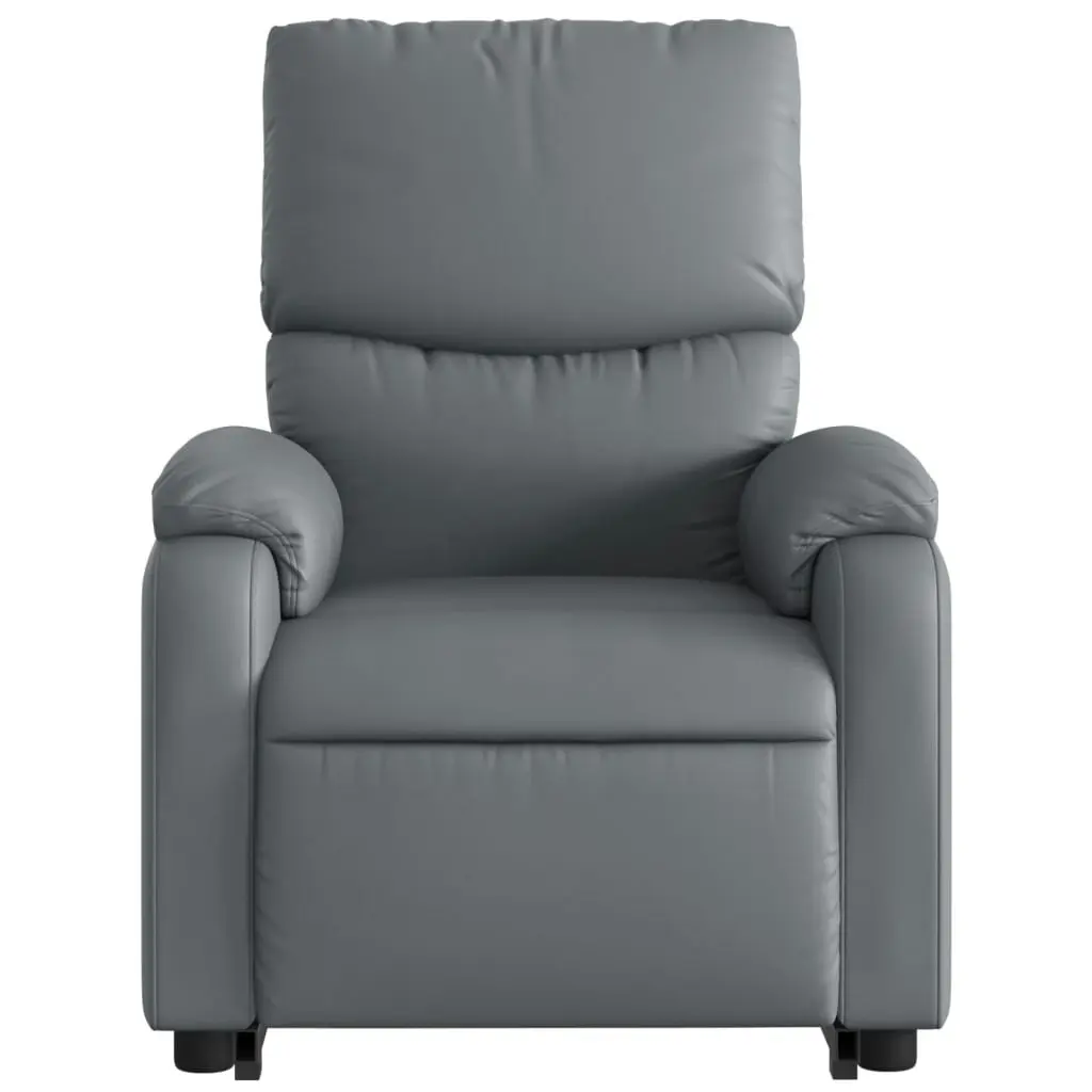 Stand up Massage Recliner Chair Grey Faux Leather 3205717