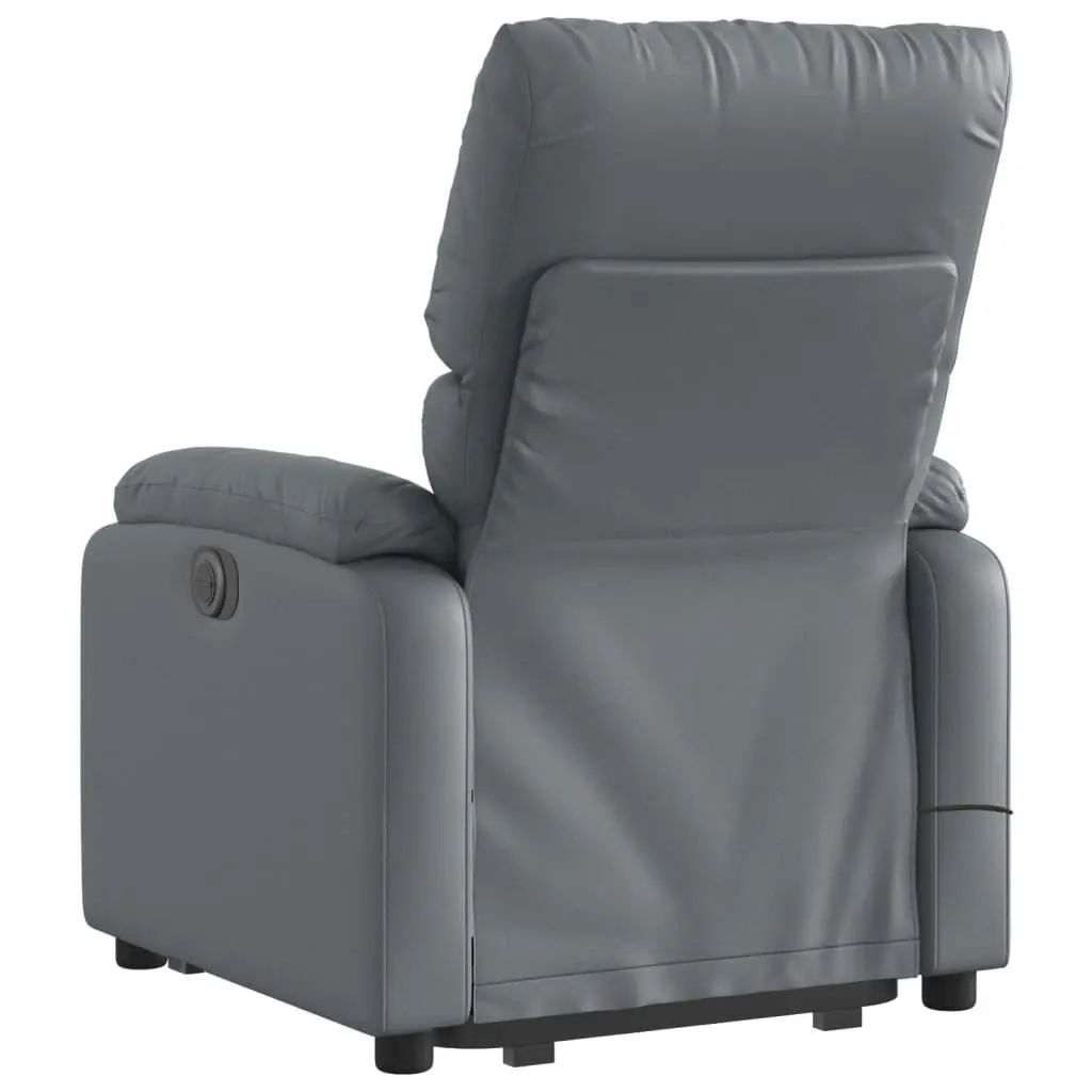 Stand up Massage Recliner Chair Grey Faux Leather 3205717