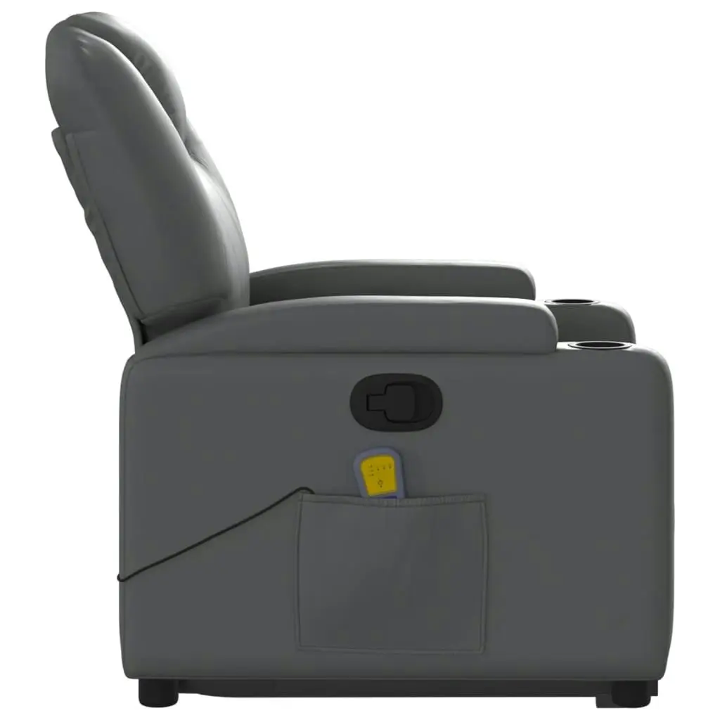 Stand up Massage Recliner Chair Grey Faux Leather 3205557