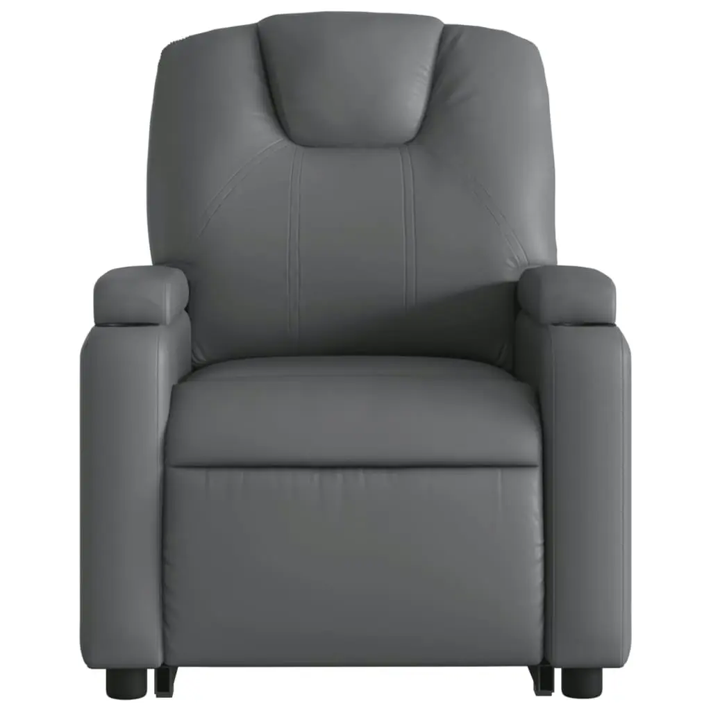 Stand up Massage Recliner Chair Grey Faux Leather 3205557