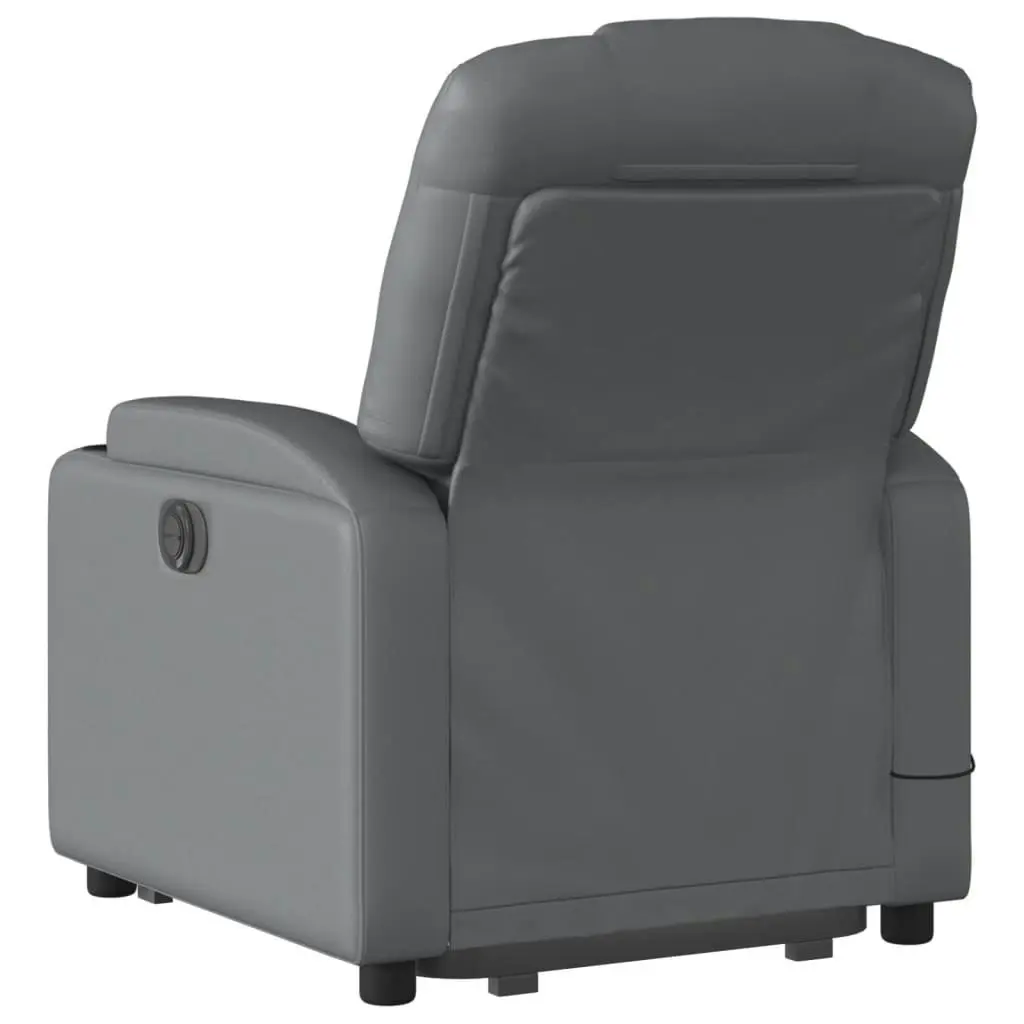 Stand up Massage Recliner Chair Grey Faux Leather 3205557