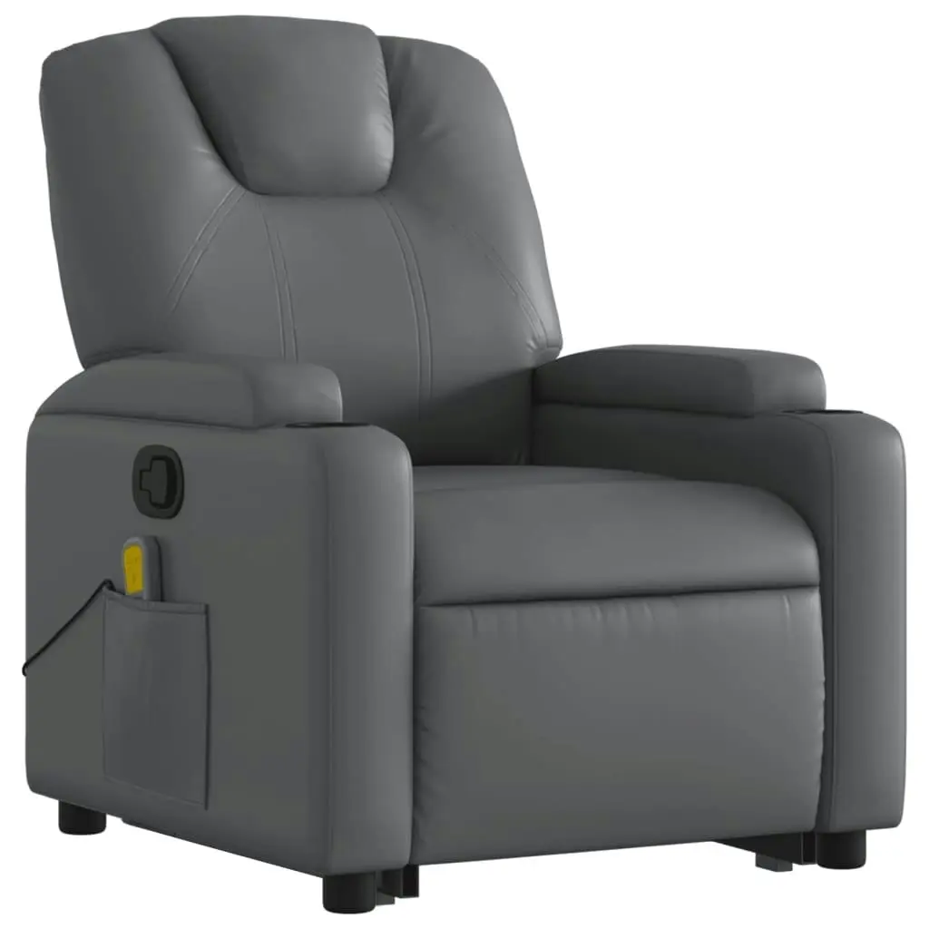 Stand up Massage Recliner Chair Grey Faux Leather 3205557