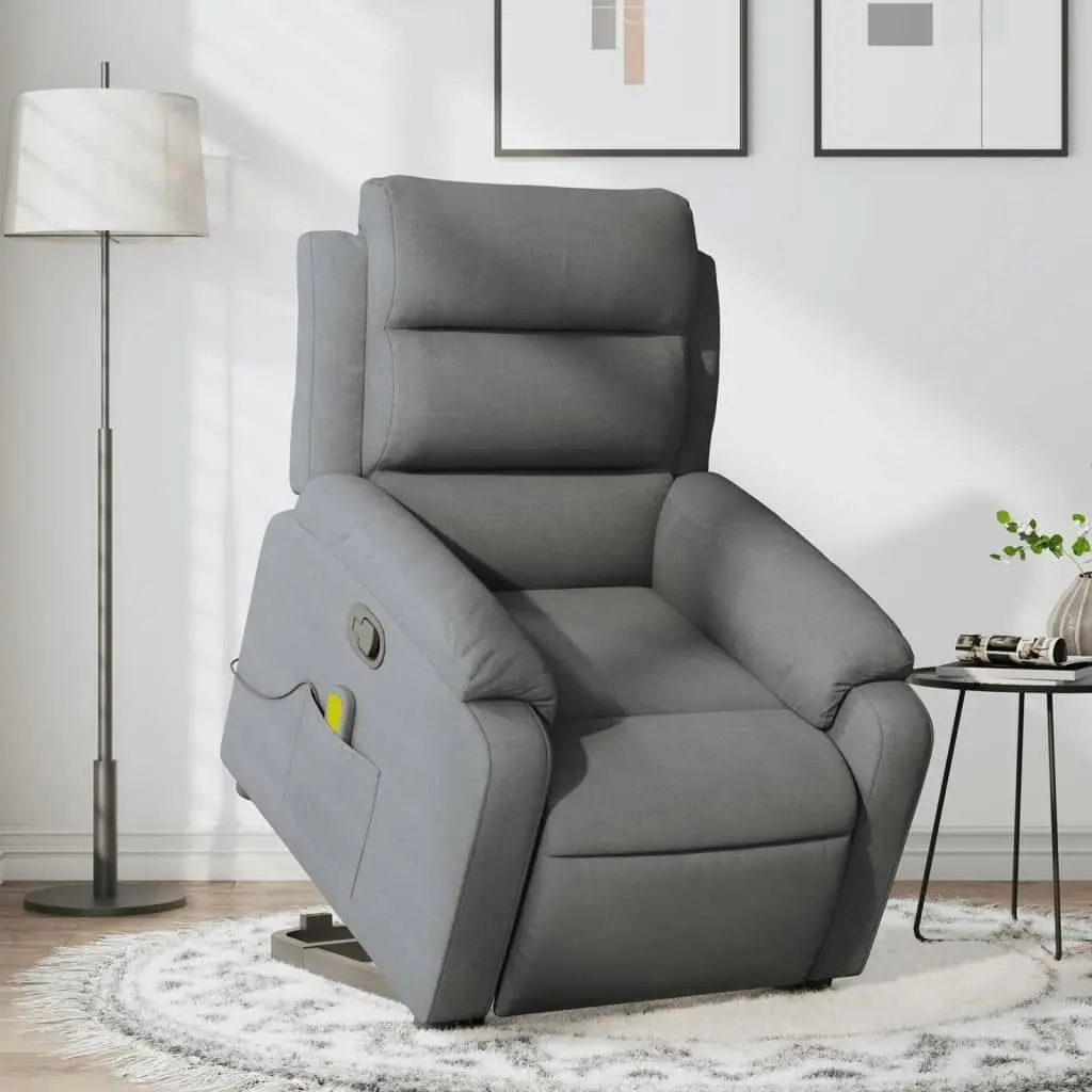 Stand up Massage Recliner Chair Dark Grey Fabric 3205736