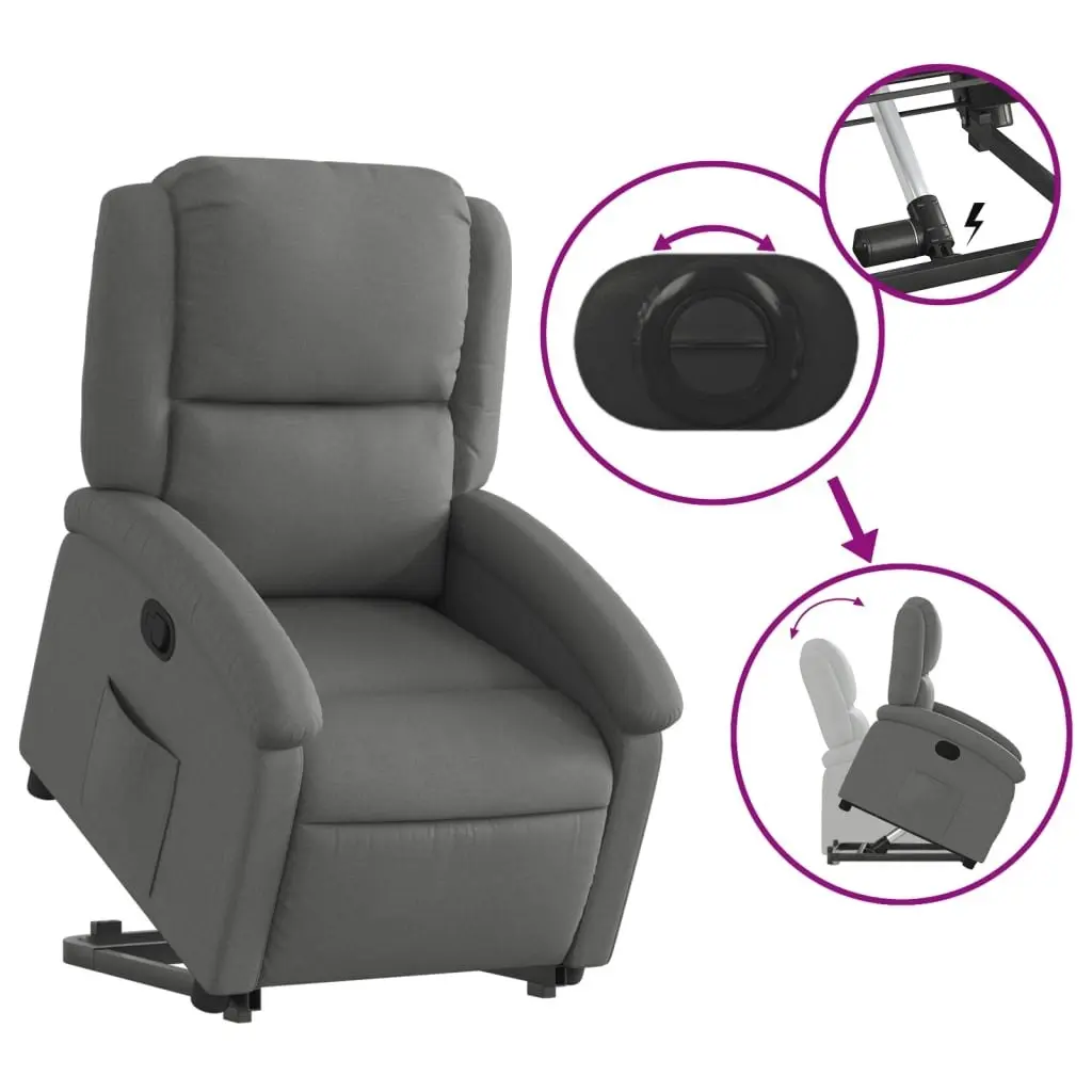 Stand up Recliner Chair Dark Grey Fabric 3205429