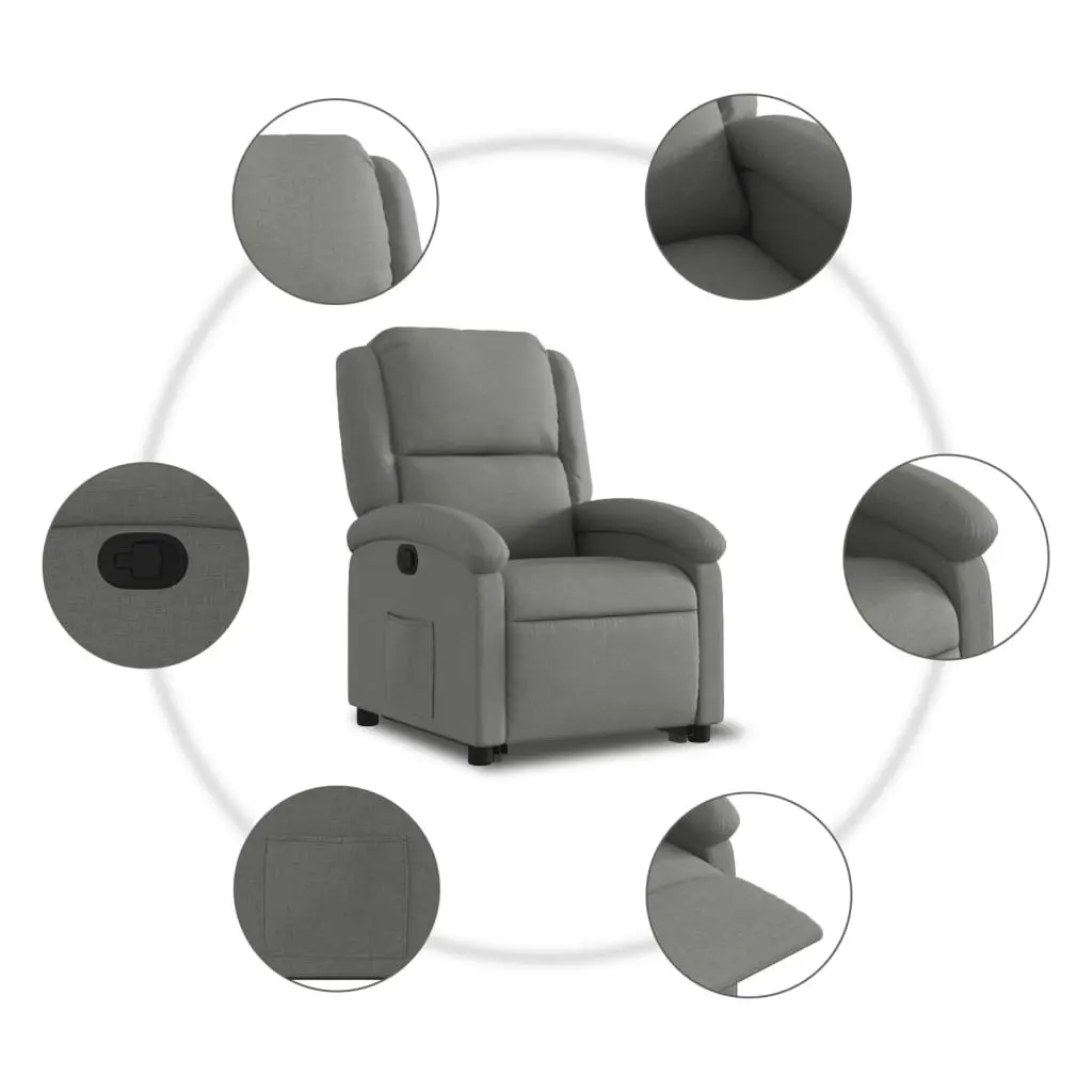 Stand up Recliner Chair Dark Grey Fabric 3205429