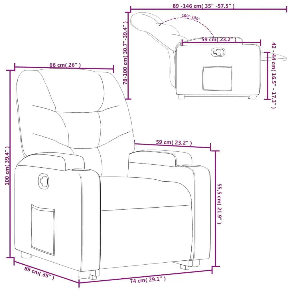 Stand up Recliner Chair Black Faux Leather 3205652