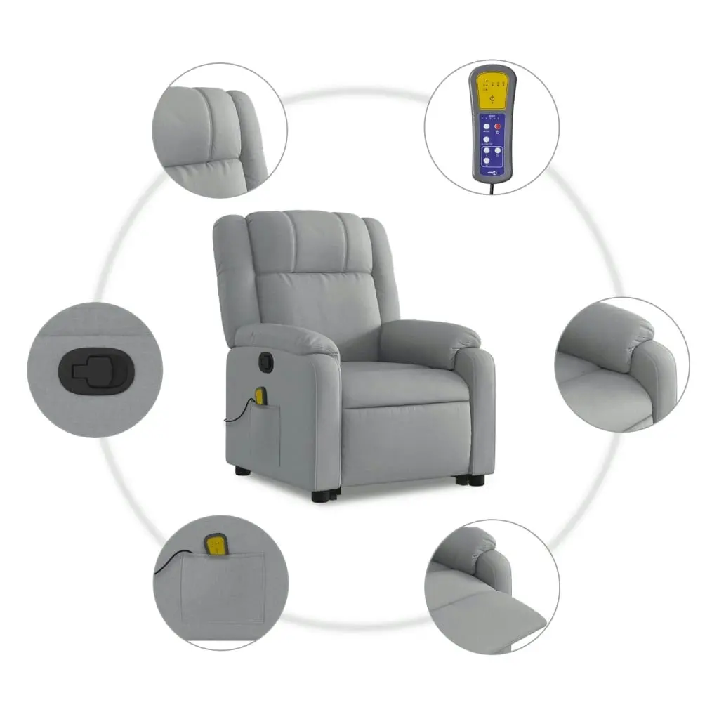 Stand up Massage Recliner Chair Light Grey Fabric 3205758