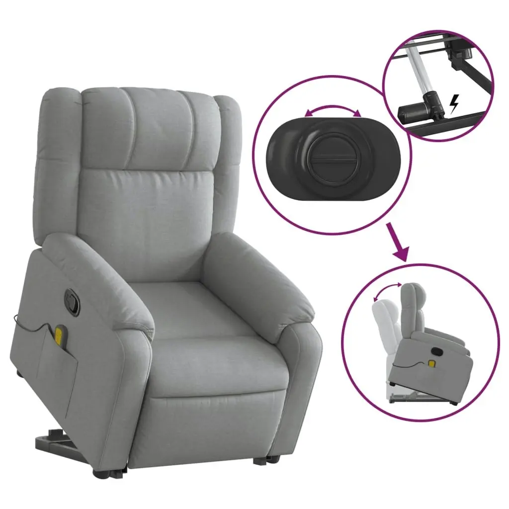 Stand up Massage Recliner Chair Light Grey Fabric 3205758