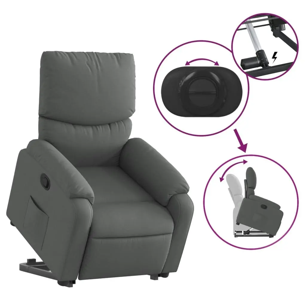 Stand up Recliner Chair Dark Grey Fabric 3205697