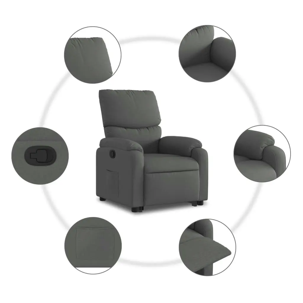 Stand up Recliner Chair Dark Grey Fabric 3205697